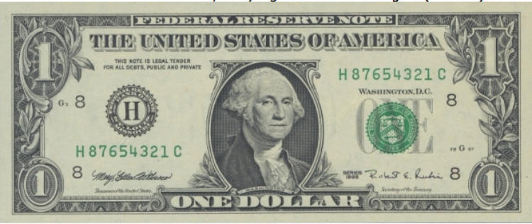 Image of dollar bill with a fancy serial number