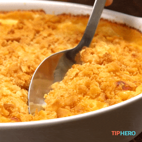 Baked Mac & Cheese gif scooping