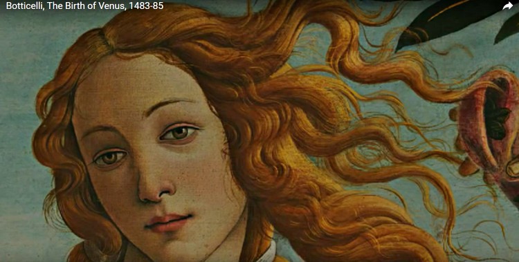 Goddess Venus in Botticelli painting.