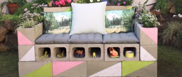cinder block loveseat