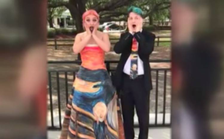 Jadyn and date in Scream dress