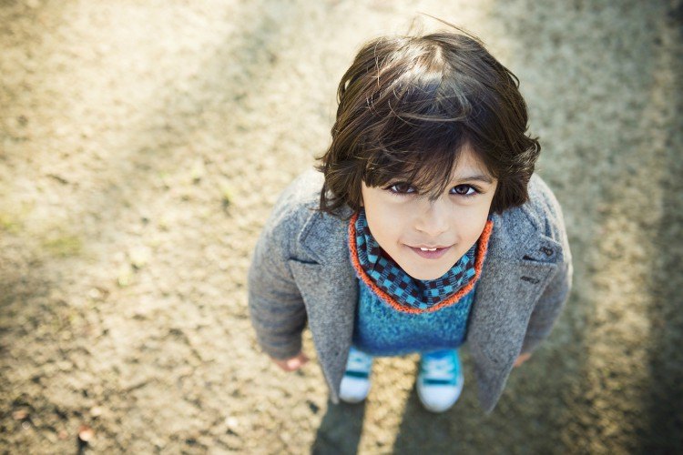 Pic of little boy looking up.