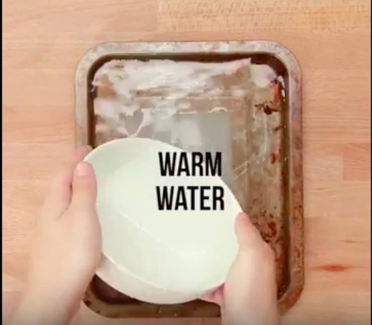warm water in pan