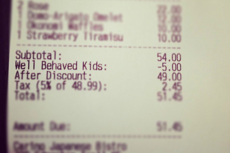 Image of Carino receipt.