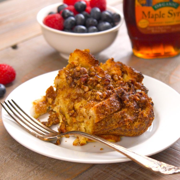french toast bake plated berries