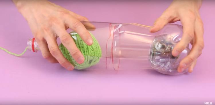 Use a bottle as a plastic spool.