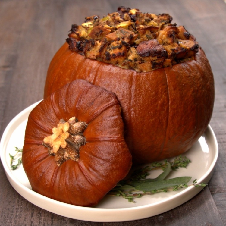 Roasted pumpkin stuffed with stuffing