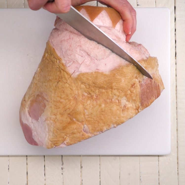 Old Fashioned Baked Ham with Pineapple & Maple Brown Sugar Glaze scoring