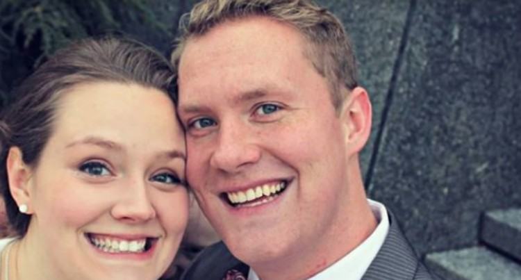 Bizarre image in lovely wedding photo.