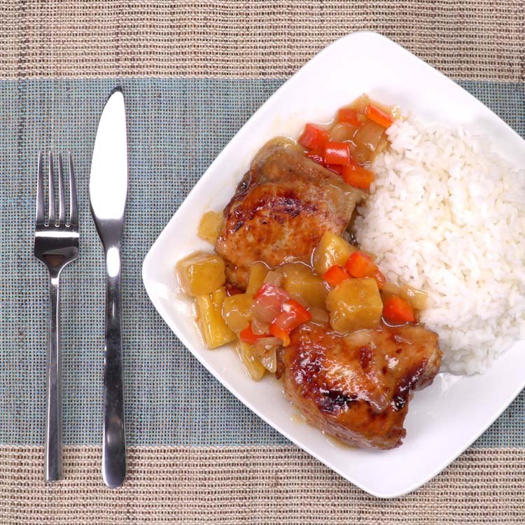 Slow Cooker Pineapple Chicken plated