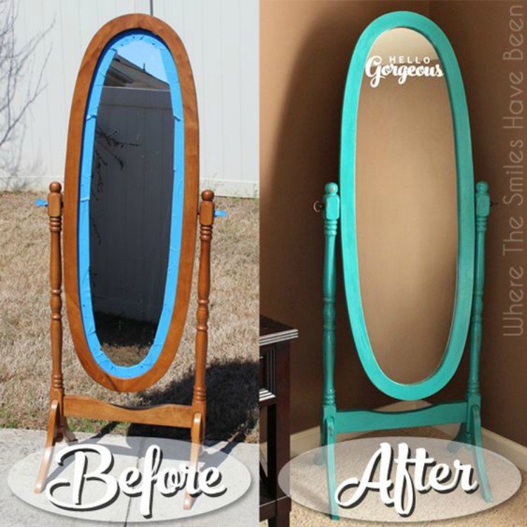 Teal Oval Mirror