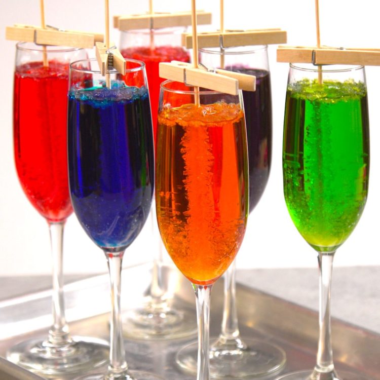 Homemade Rock Candy colored glasses