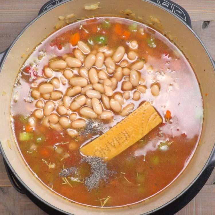 Tuscan Bean Soup Parmesan rind