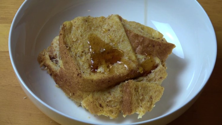 French toast pudding made in a slow cooker