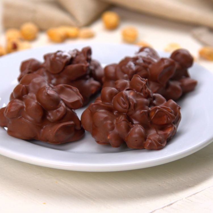 Crock-pot candy on white plate