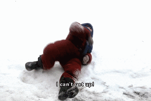 Ralphy stuck in the snow.