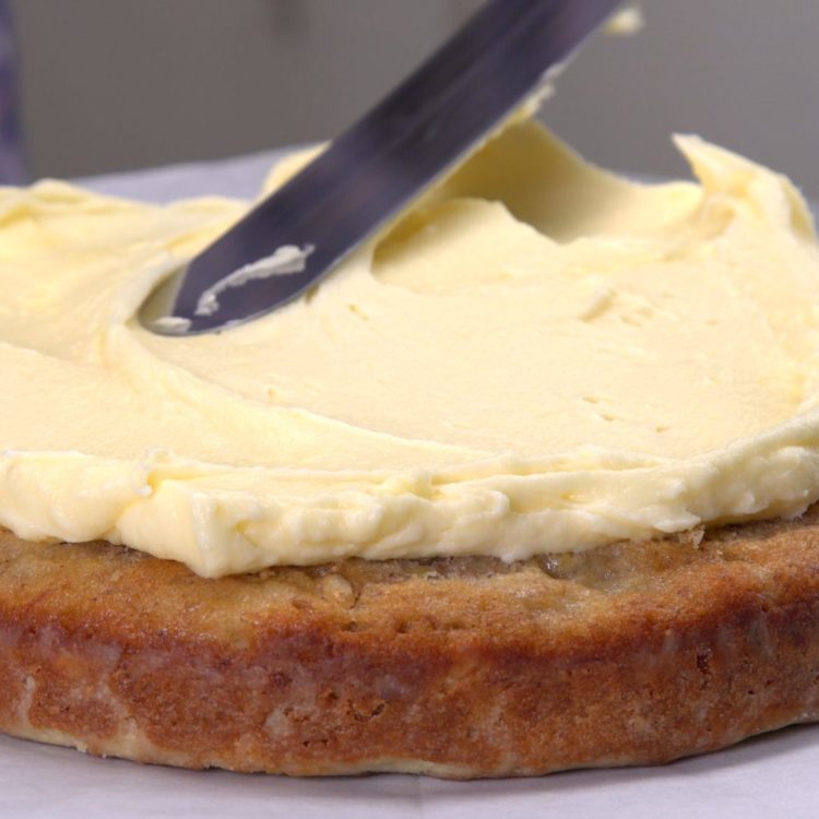 Hummingbird Cake frosting close-up