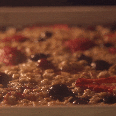 Baked Oatmeal bubbling in oven gif