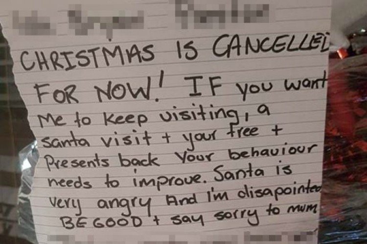 Image of mom's note to kids about Christmas.