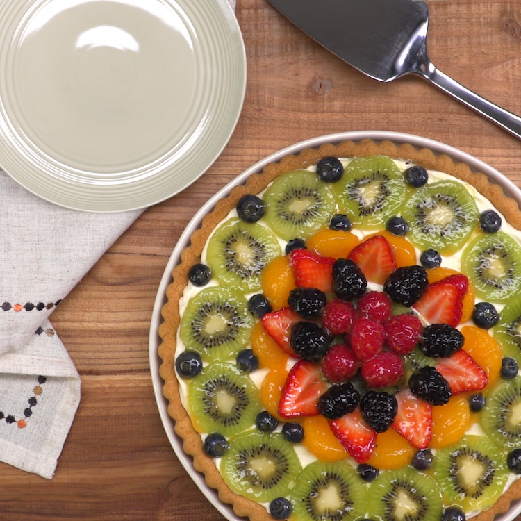 sugar cookie fruit tart table setting