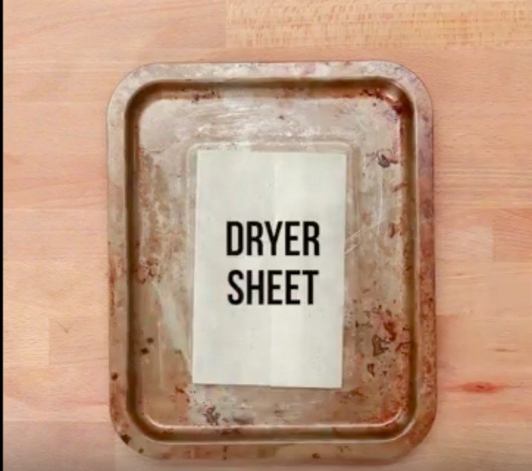 dryer sheet in pan