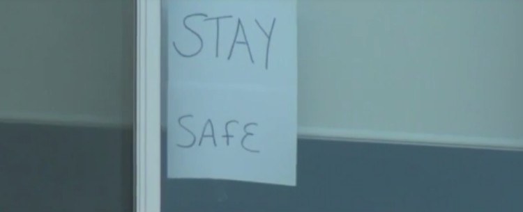 stay safe note in window