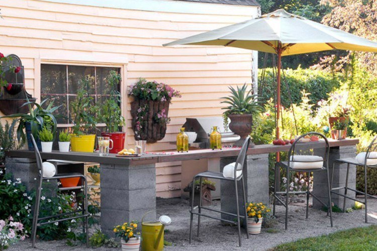 cinder block outdoor bar