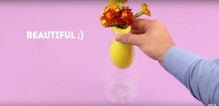 Bottle as a DIY flower vase.