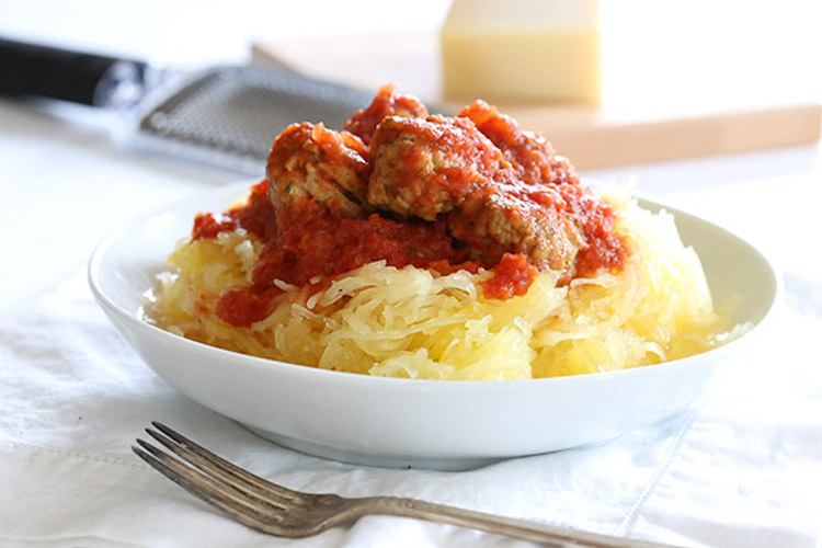 Slow Cooker Spaghetti Squash and Meatballs