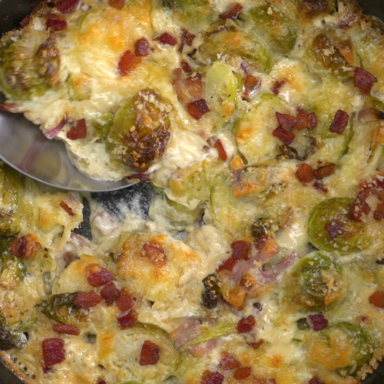 Cheesy Brussels Sprouts Gratin