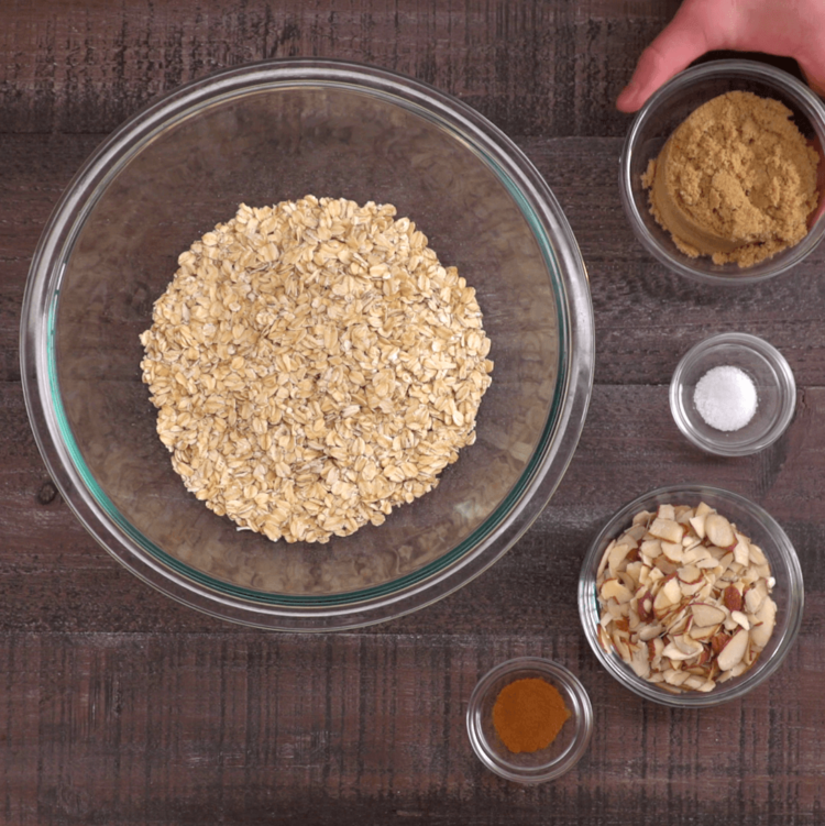 Baked Oatmeal dry ingredients in bowls