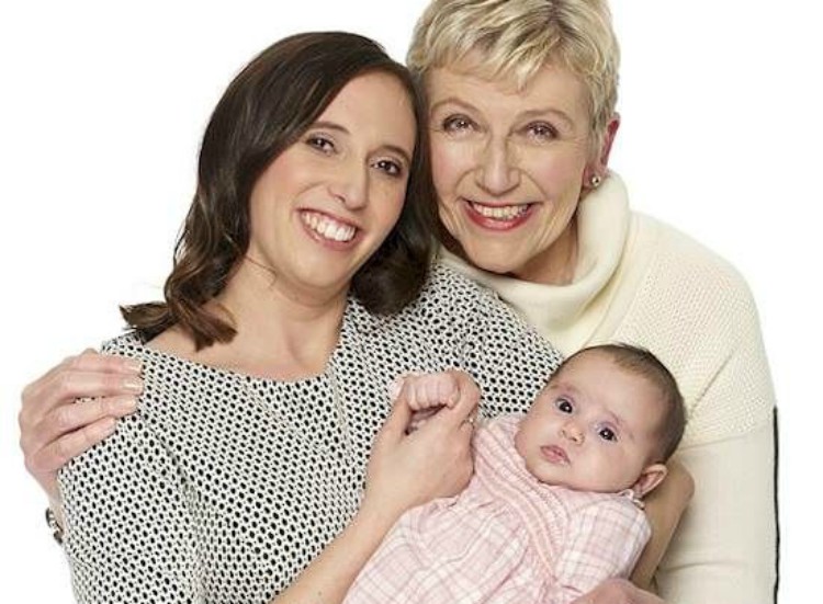 Mom and Sarah with grandson.
