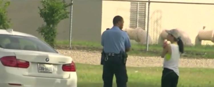 Image of cop and jogger.