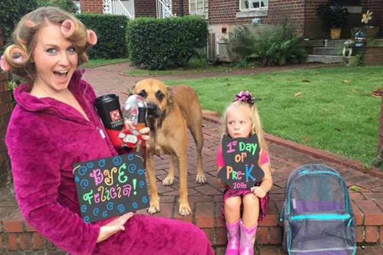 Image of back to school pose.