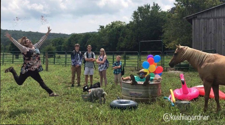 Image of back to school party on farm.